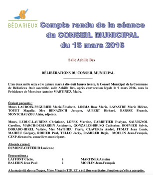 Compte rendu du 15.03.2016